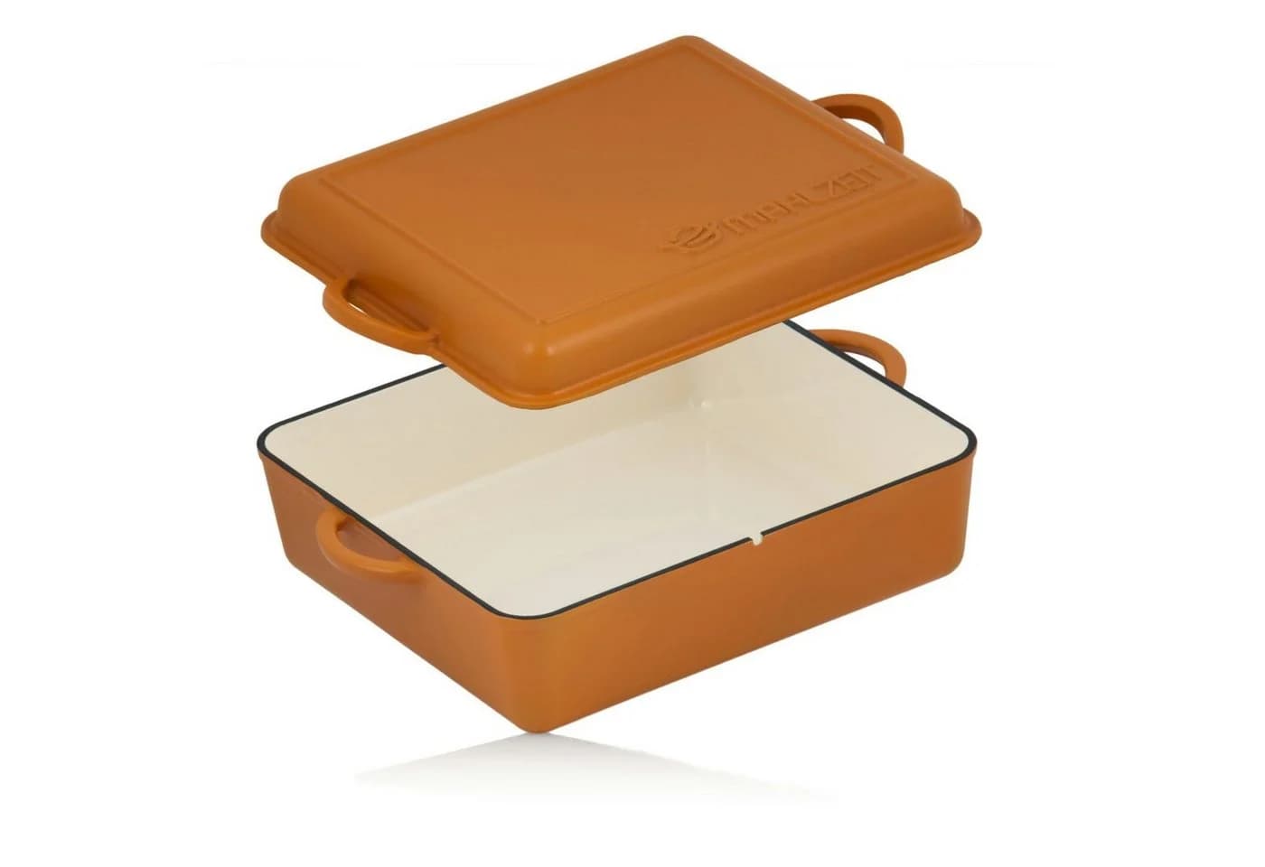 Mahlzeit Bräter Gusseisen emailliert 10,5 L Sunny Orange 2in1 mit Grillpfanne - Bild 2