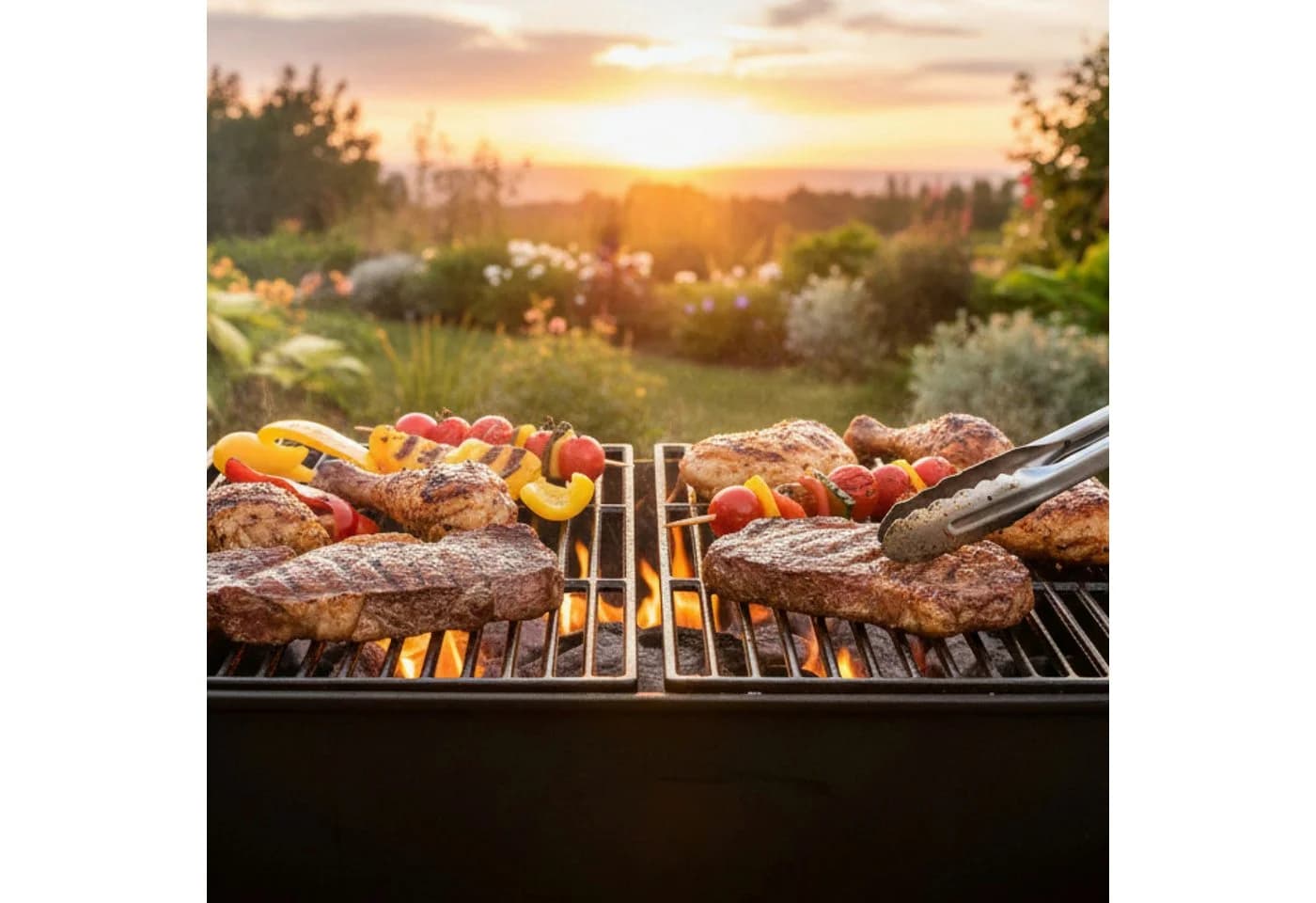 BBQ-Toro Gusseisen Grillrost Set 2-tlg. Emailliert Schwarz