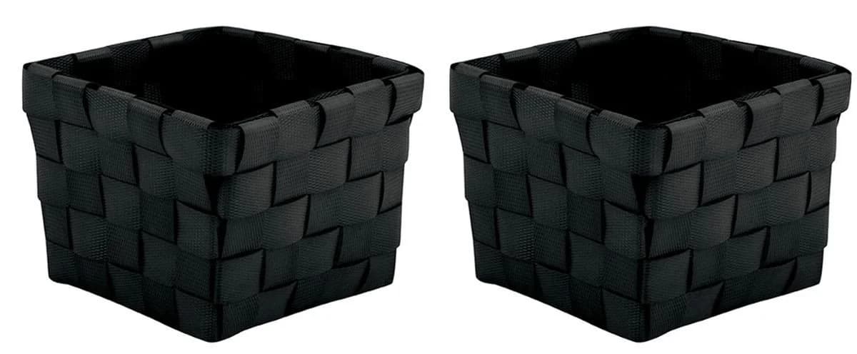MSV Badaccessoire-Set 2er Set Aufbewahrungskörbchen Schwarz PP