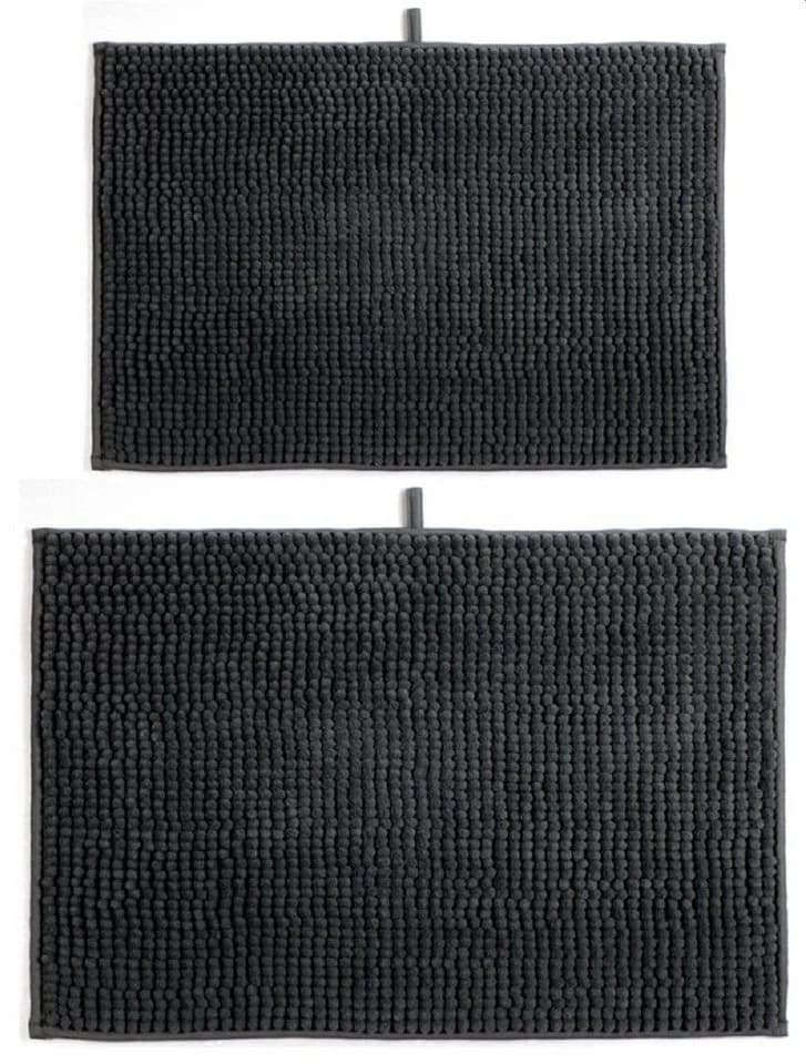 MSV Badematte CHENILLE 2er Set Grau Polyester Microfaser