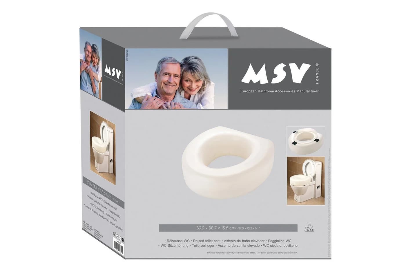 MSV WC-Sitzerhöhung Weiß Kunststoff 13 cm Erhöhung - Bild 5
