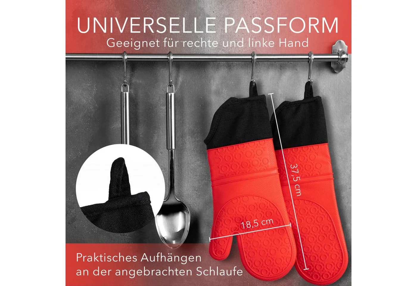 AVANA Silikon Ofenhandschuhe Rot Hitzebeständig 350°C