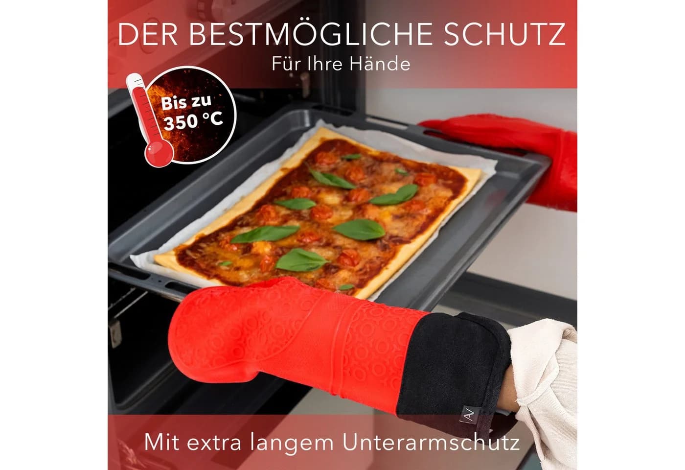 AVANA Silikon Ofenhandschuhe Rot Hitzebeständig 350°C - Bild 3