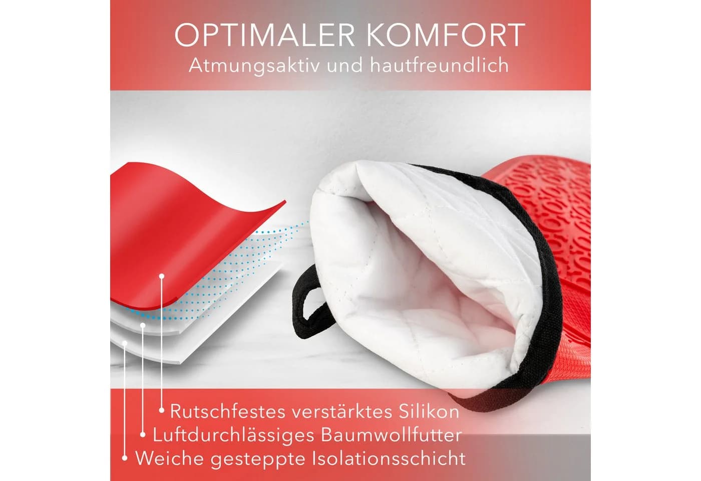 AVANA Silikon Ofenhandschuhe Rot Hitzebeständig 350°C - Bild 4