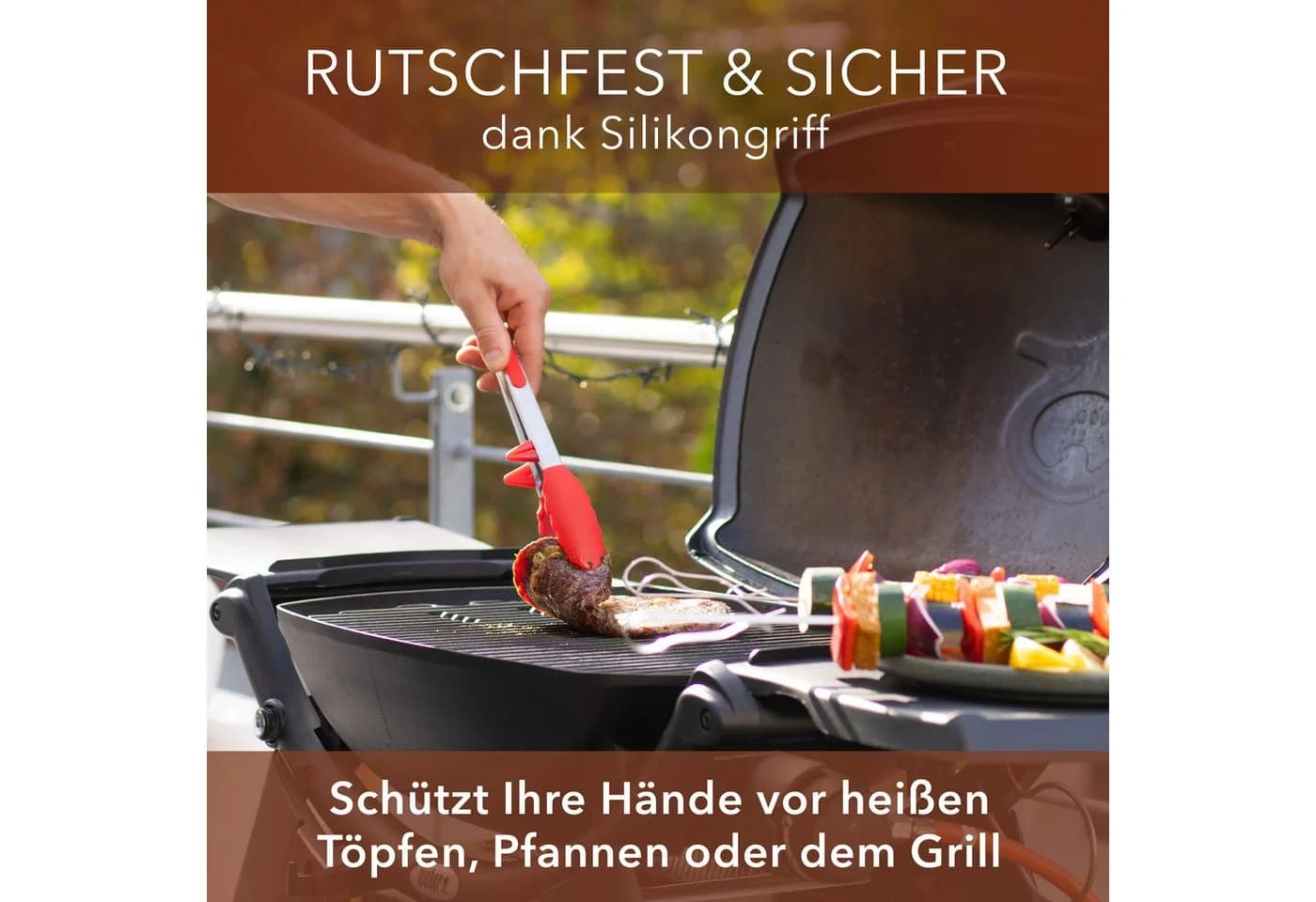 AVANA Kochzange 2er-Set Edelstahl Silikon Rot mit Standfuß - Bild 3