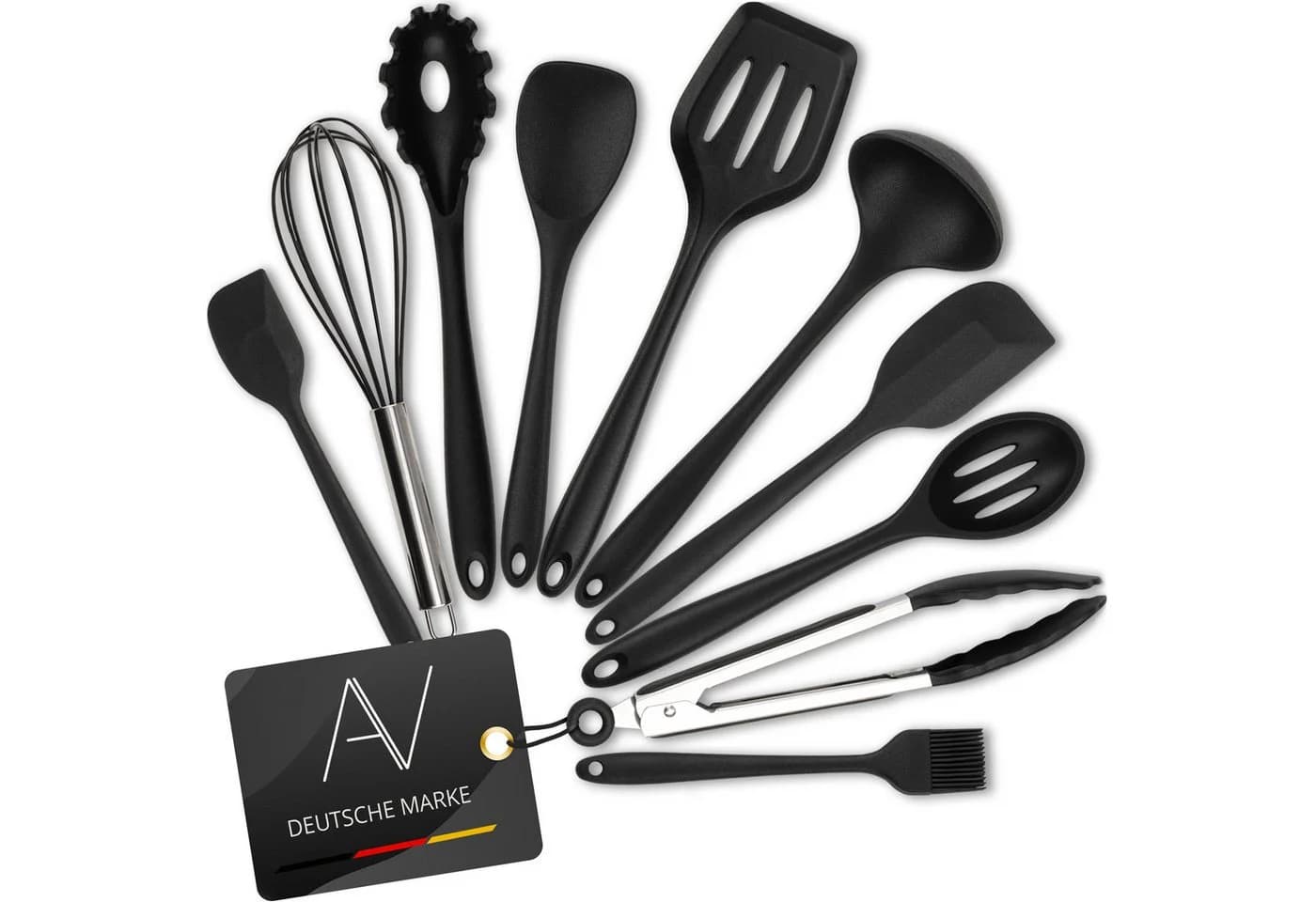 AVANA 10-tlg. Silikon Kochbesteck-Set Schwarz Hitzebeständig - Bild 2