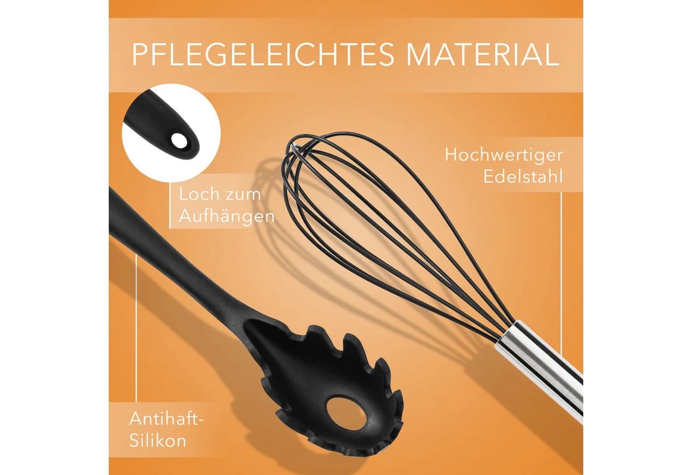 AVANA 10-tlg. Silikon Kochbesteck-Set Schwarz Hitzebeständig - Bild 5
