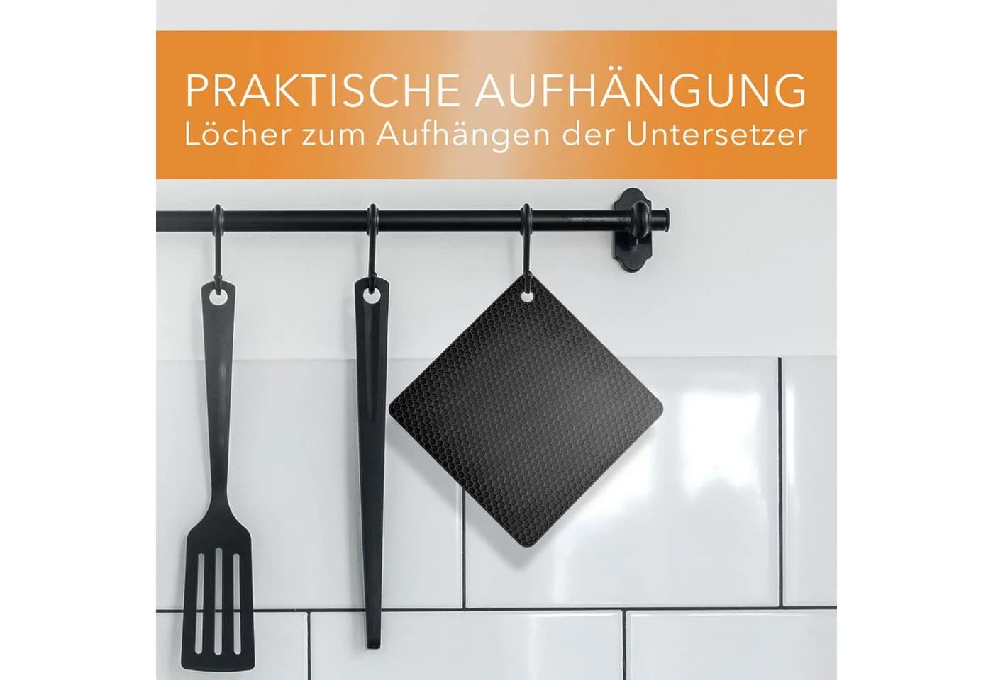 AVANA Topfuntersetzer Silikon 4er Set Schwarz Wabenmuster - Bild 5