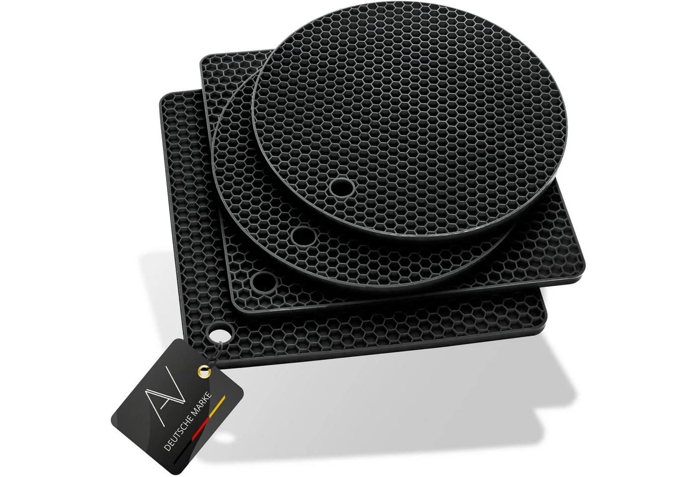 AVANA Topfuntersetzer Silikon 4er Set Schwarz Wabenmuster - Bild 2