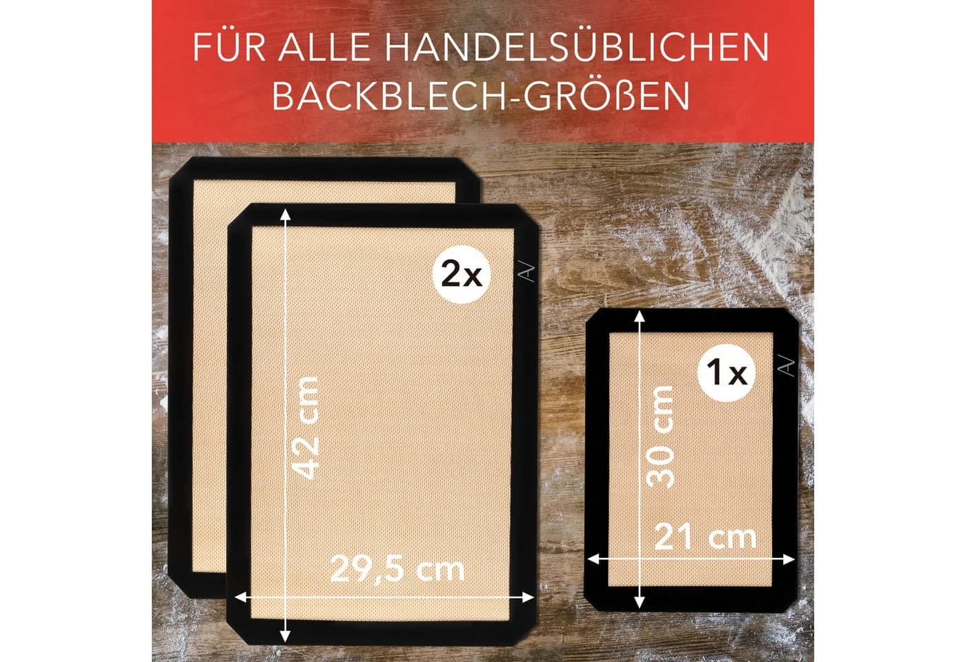 AVANA Backmatte Silikon 3er Set Schwarz Antihaft - Bild 3