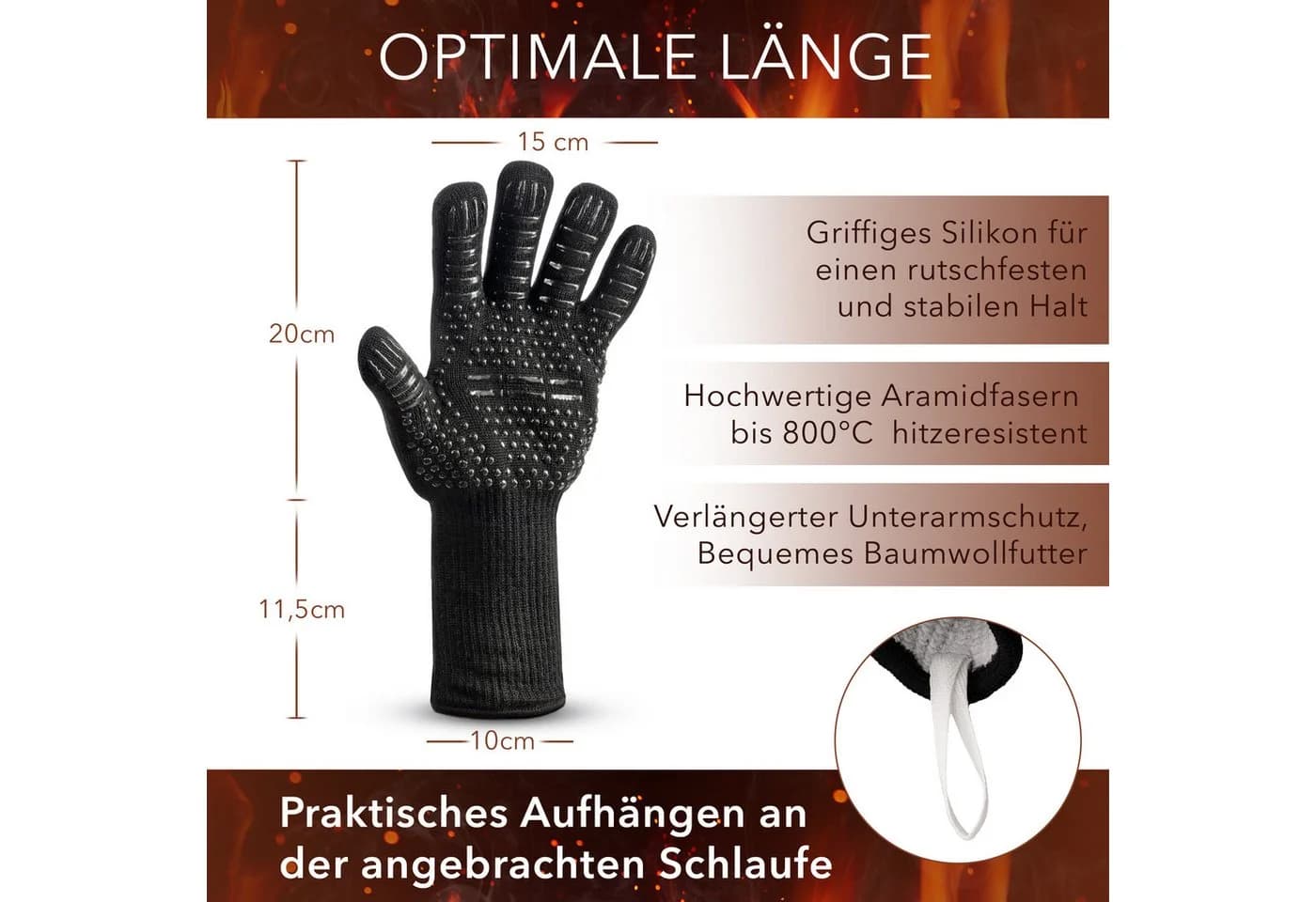 AVANA Grillhandschuhe Schwarz Hitzebeständig bis 800°C - Bild 5