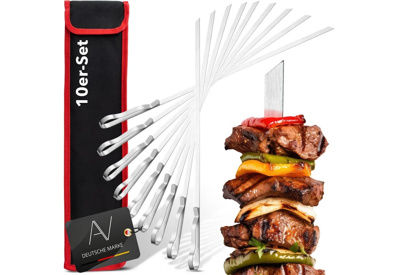 AVANA Grillspieß-Set 10-tlg. Edelstahl 43cm Silber - Bild 2