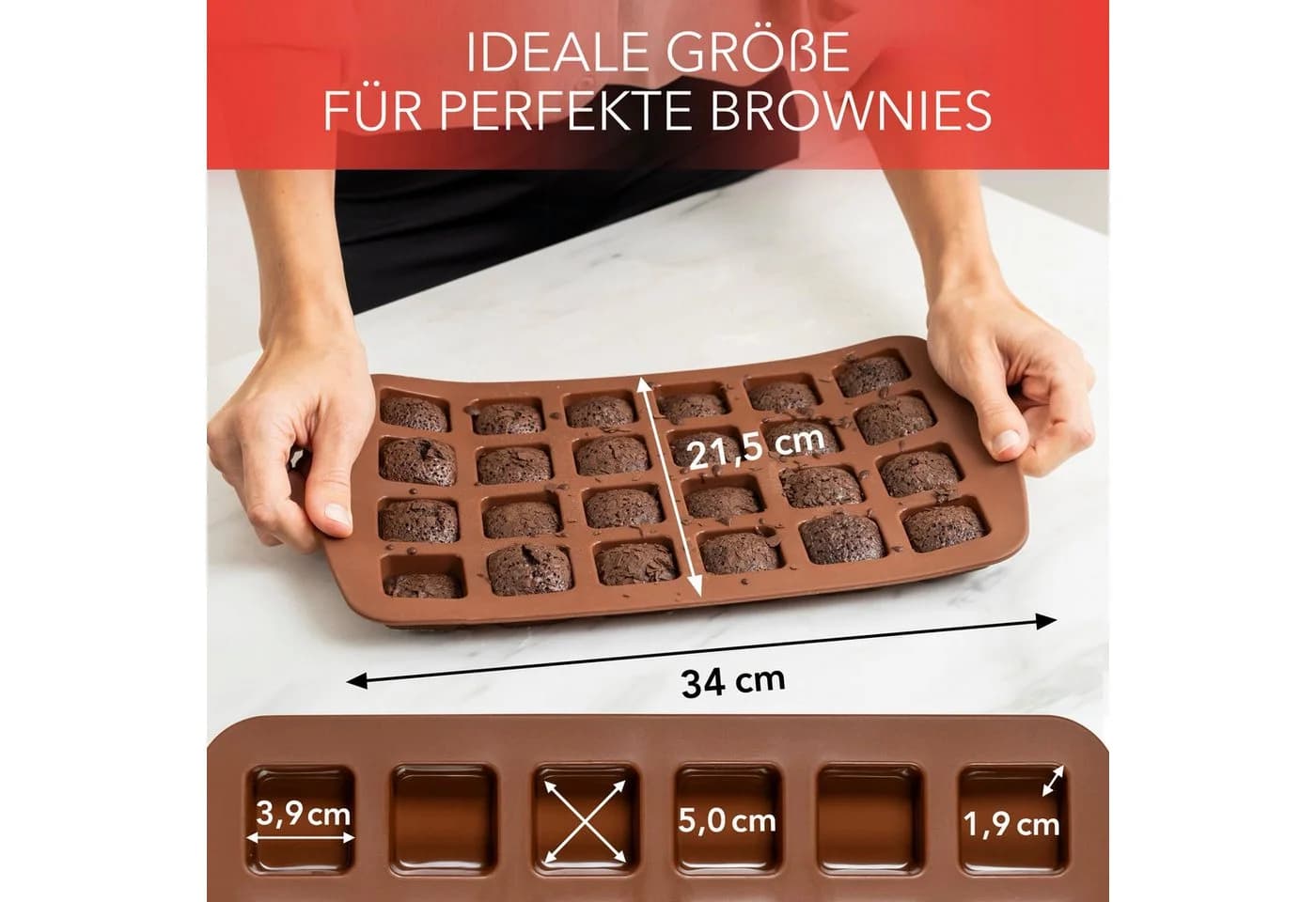 AVANA Silikon Brownieform 24er Set Antihaft BPA-frei Braun - Bild 3