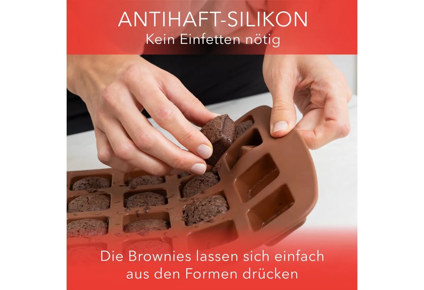 AVANA Silikon Brownieform 24er Set Antihaft BPA-frei Braun - Bild 5