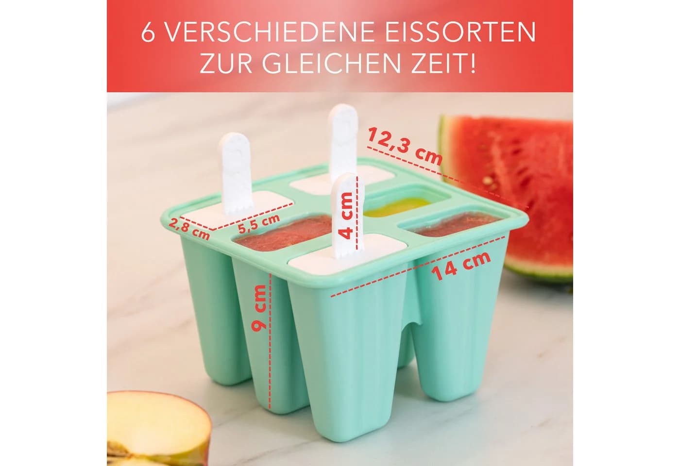 AVANA Eisform Silikon 6er-Set Türkis BPA-frei Wiederverwendbar - Bild 4