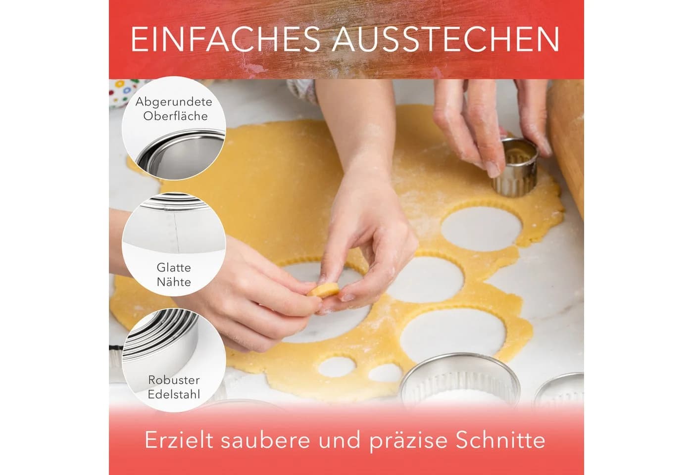 AVANA 12er-Set Ausstechformen Edelstahl Gewellt Silber - Bild 5
