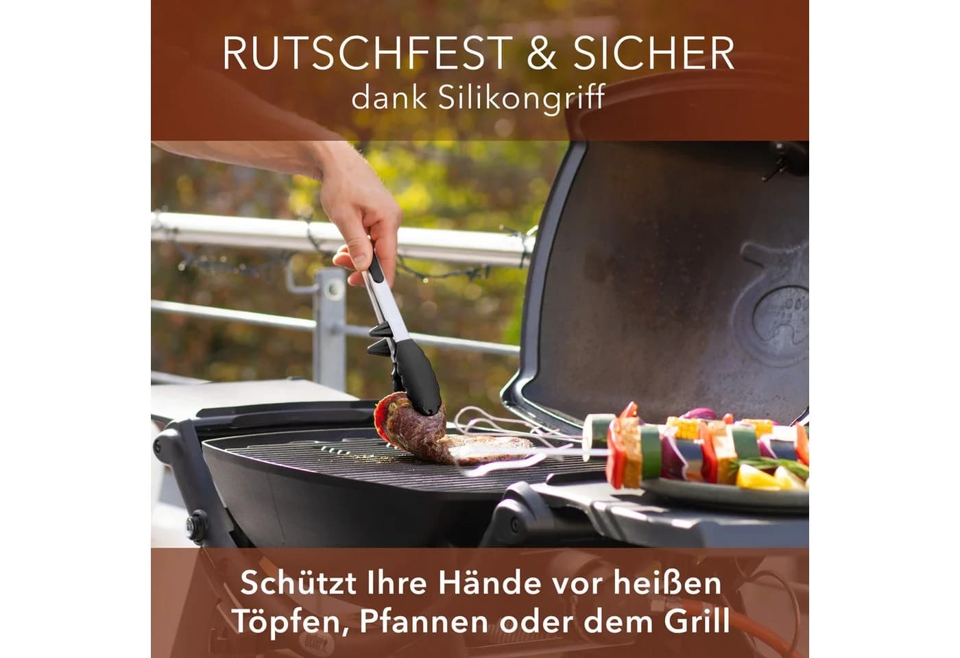 AVANA Kochzange Edelstahl Silikon 2er Set mit Standfuß Schwarz - Bild 3