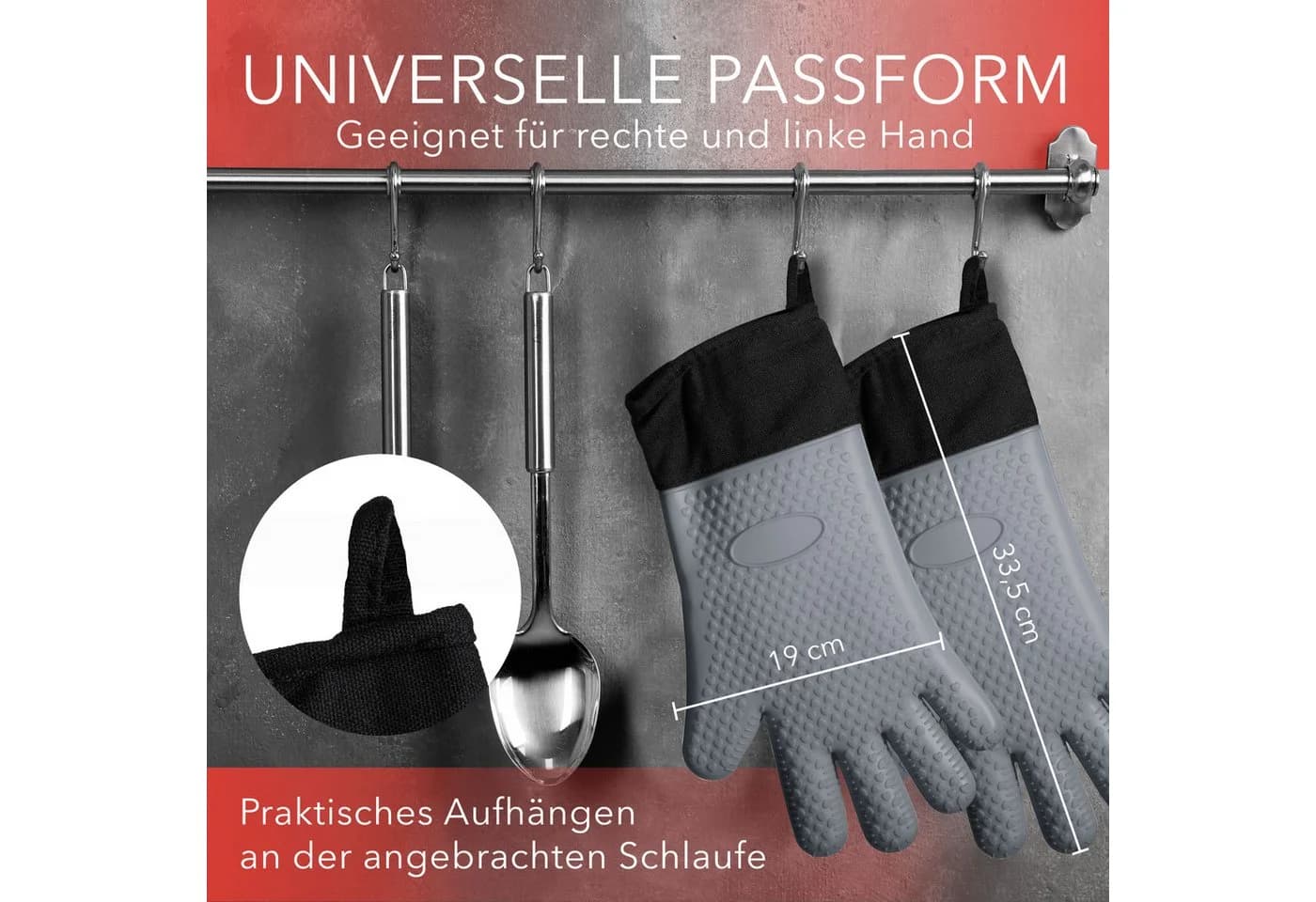 AVANA Topfhandschuhe Silikon Grau Hitzebeständig bis 250°C