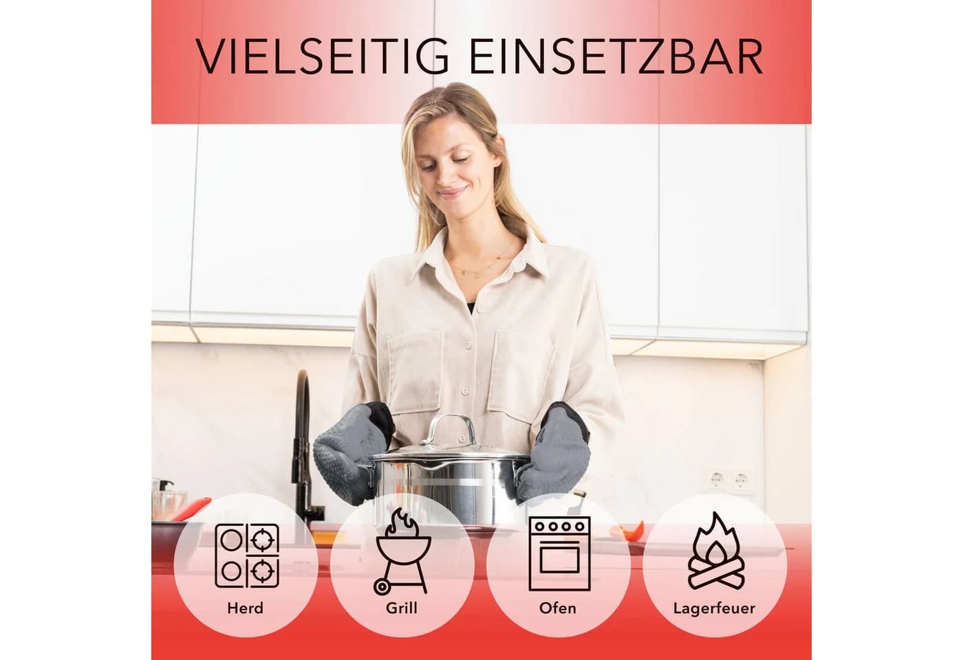 AVANA Topfhandschuhe Silikon Grau Hitzebeständig bis 250°C - Bild 5