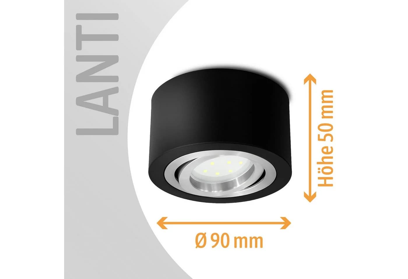 SSC-LUXon LED Aufbaustrahler LANTI Deckenspot rund schwarz schwenkbar - Bild 5