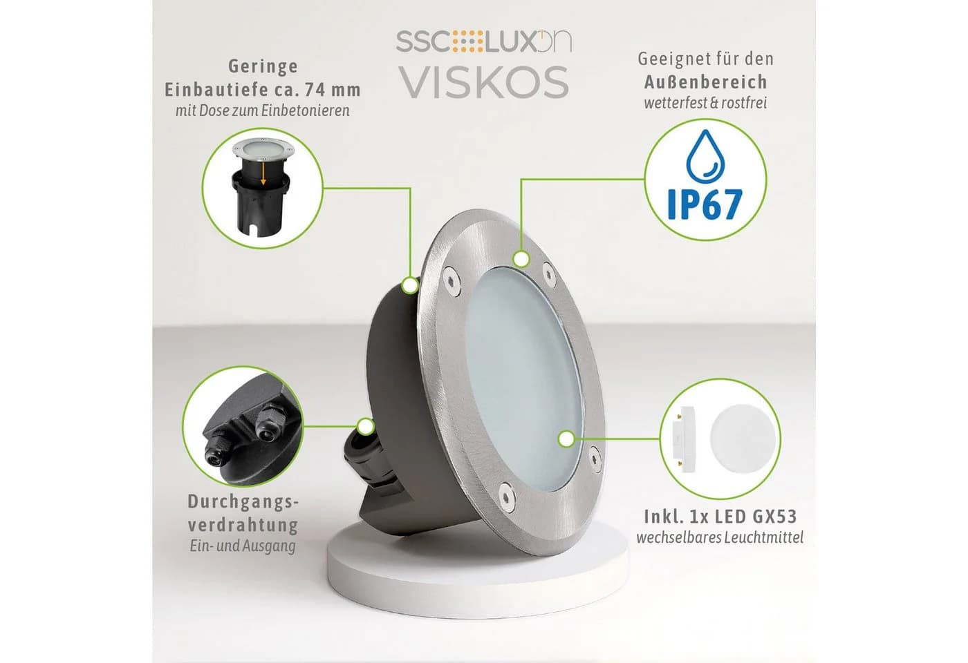 SSC-LUXon LED Gartenstrahler VISKOS Dimmbar IP67 Edelstahl Silber - Bild 5