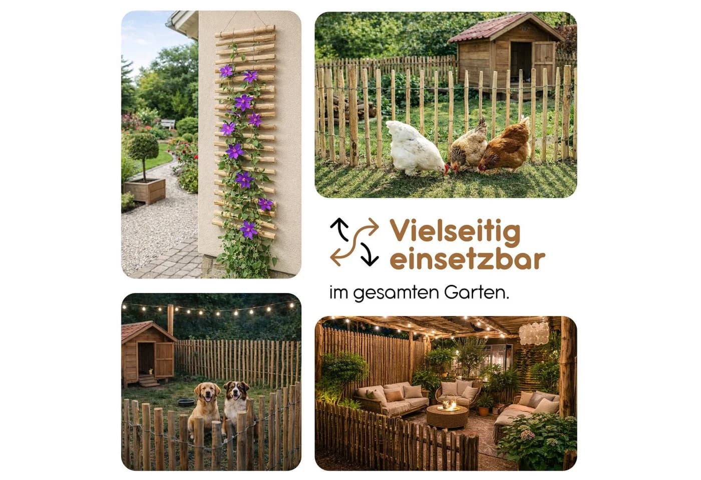 BooGardi Staketenzaun Gartenzaun Holzzaun 60 cm