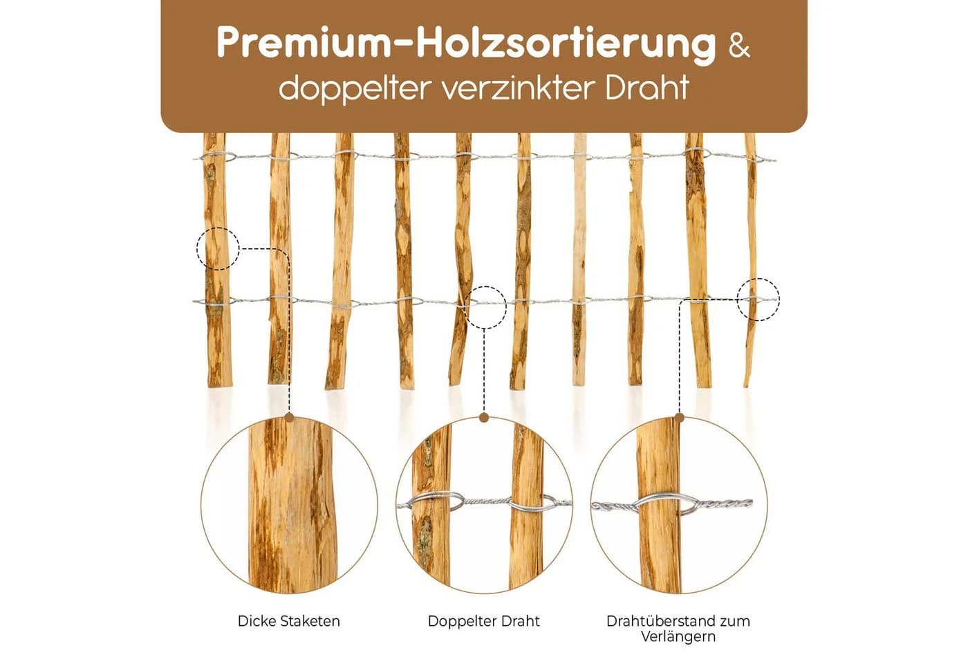 BooGardi Staketenzaun Gartenzaun Holzzaun 60 cm - Bild 4