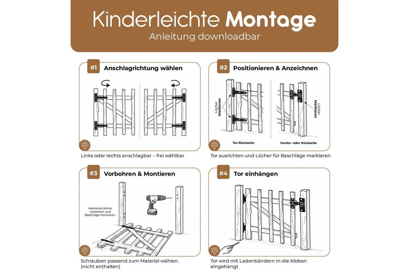 BooGardi Gartentor Haselnuss 100cm Breite - Bild 5