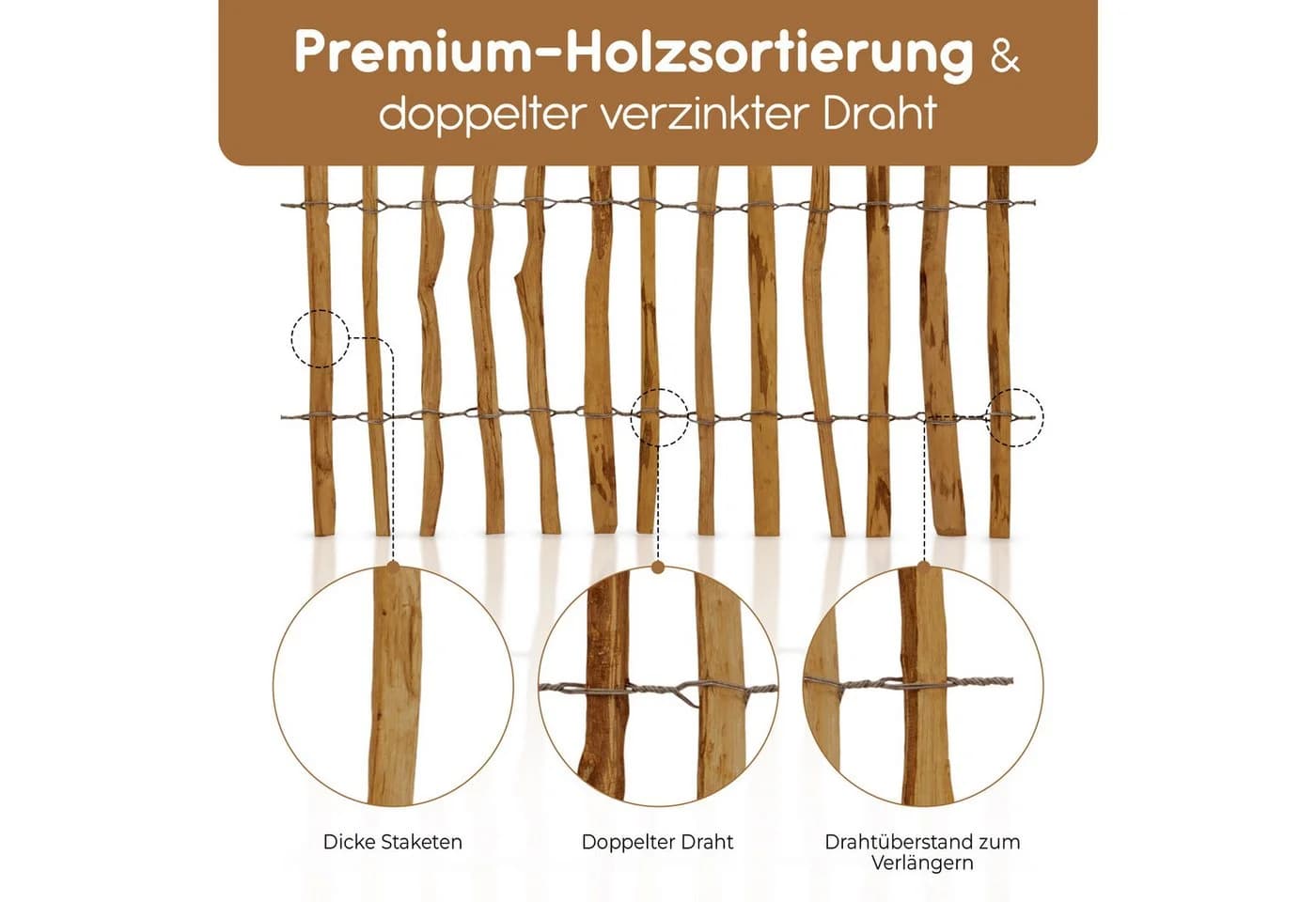 BooGardi Staketenzaun Haselnuss imprägniert 5m - Bild 4