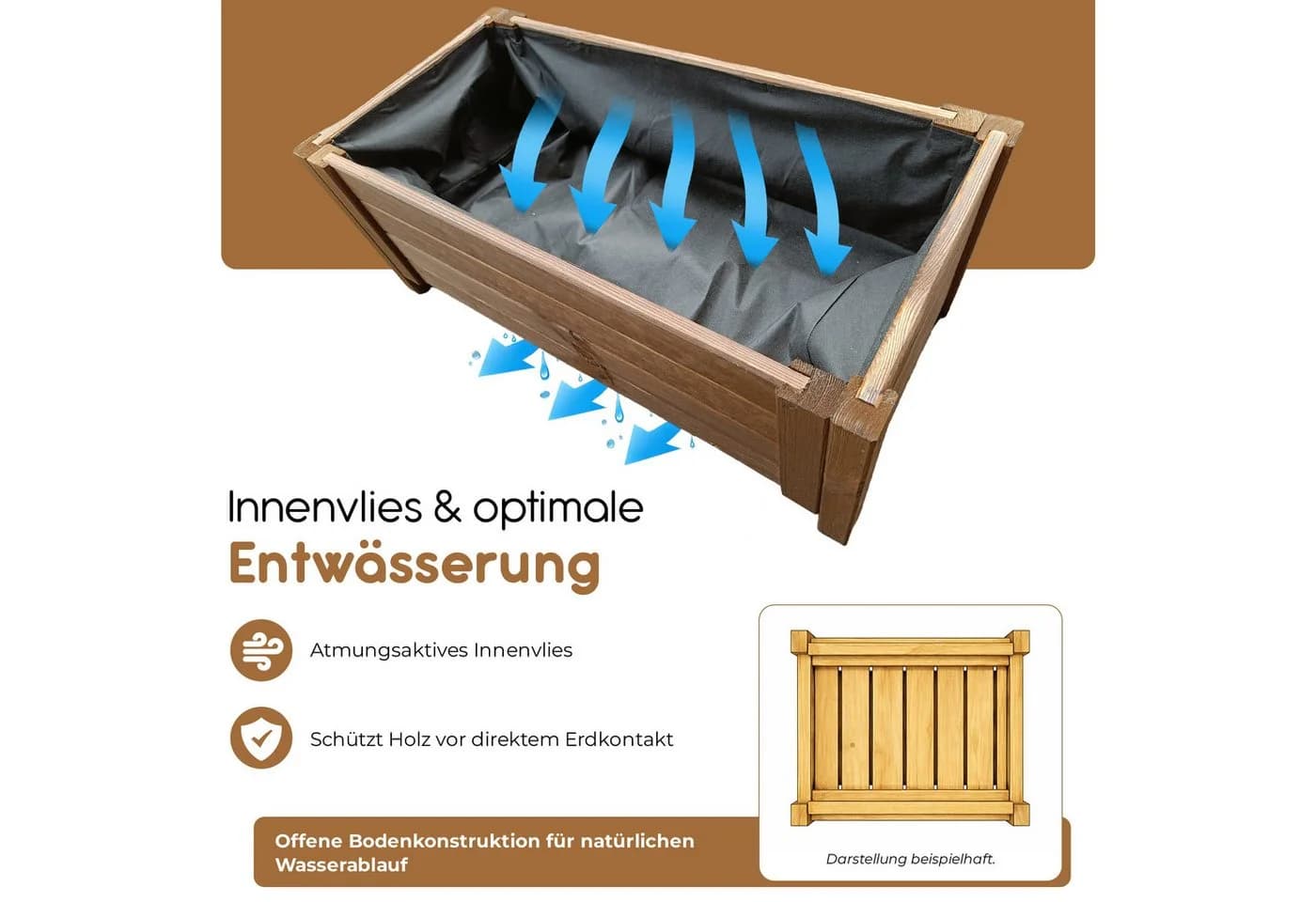 BooGardi Pflanzkasten Holz Dunkelbraun Tauchimprägniert - Bild 4