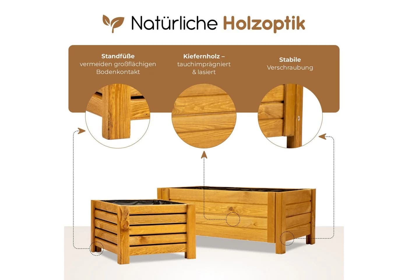 BooGardi Pflanzkasten Holz Dunkelbraun Tauchimprägniert - Bild 5