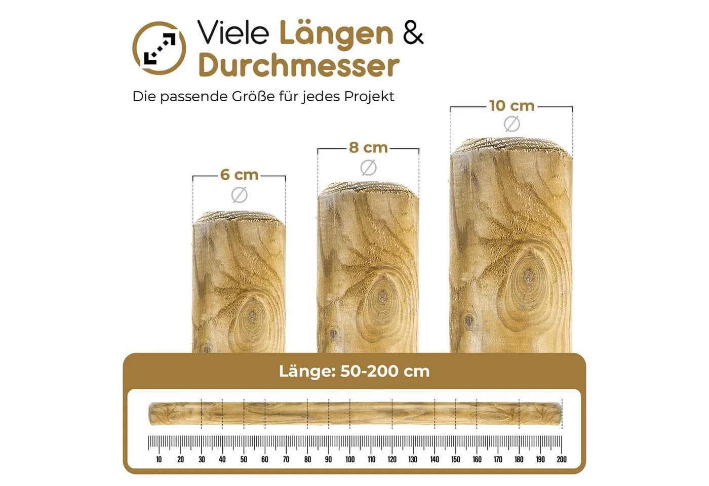 BooGardi Palisade Baumpfahl 50x6 cm Kiefernholz imprägniert