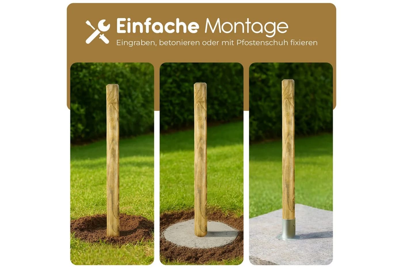 BooGardi Palisade Baumpfahl 50x6 cm Kiefernholz imprägniert - Bild 5