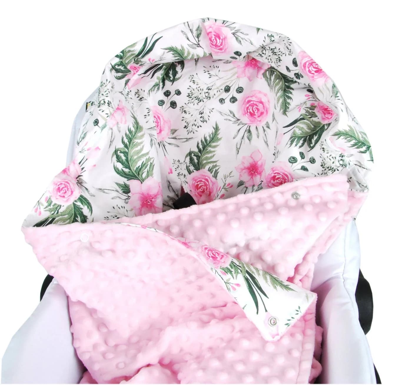 BabyLux Einschlagdecke Rosa + Wilde Blüten 90x90 cm - Bild 4