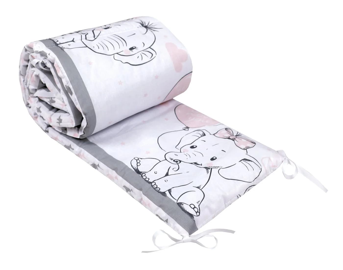 BabyLux Bettnestchen 210x30cm Rosa mit Elefantenmotiv