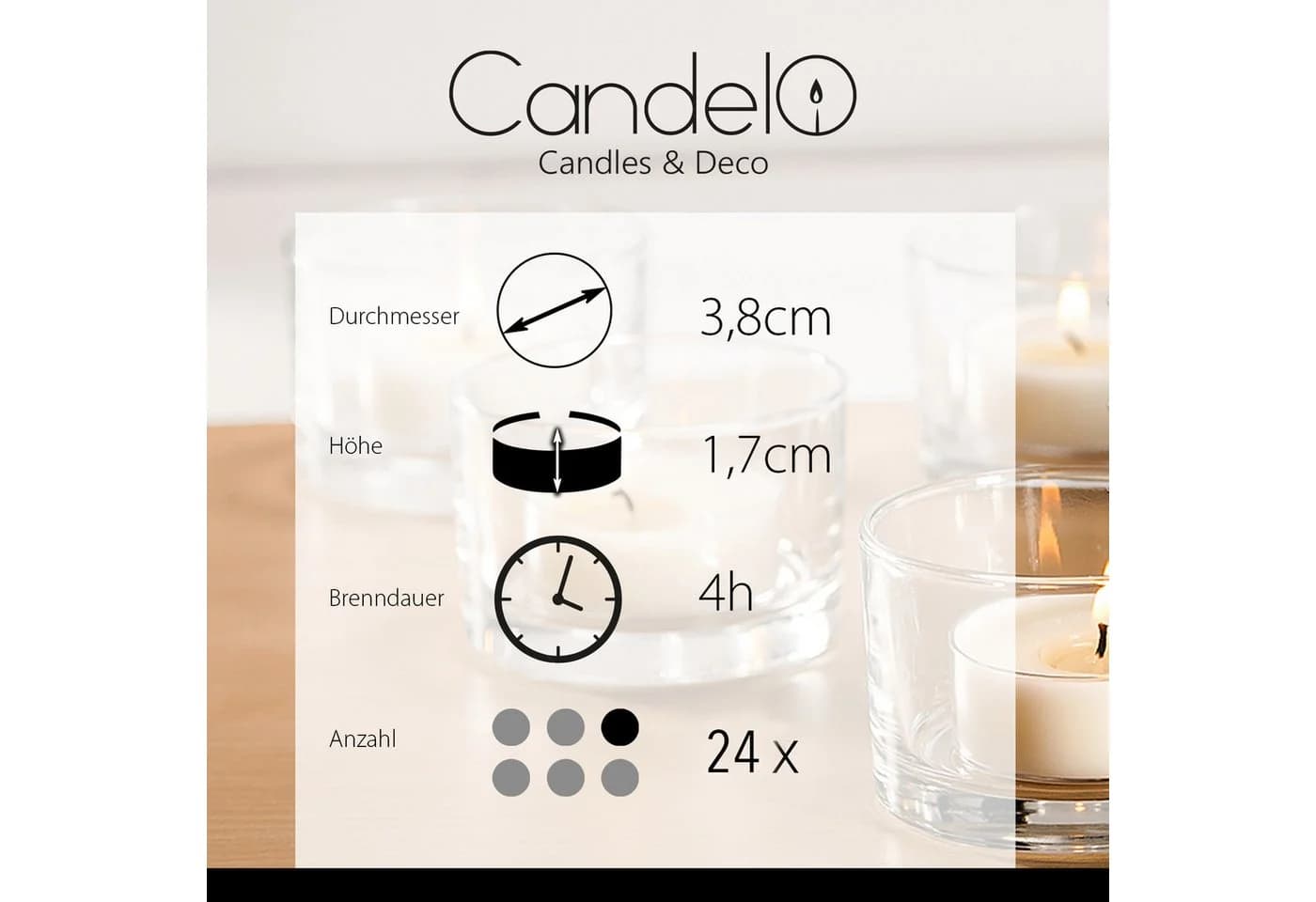 Candelo Teelicht 24er Set Duftkerzen Black Rose
