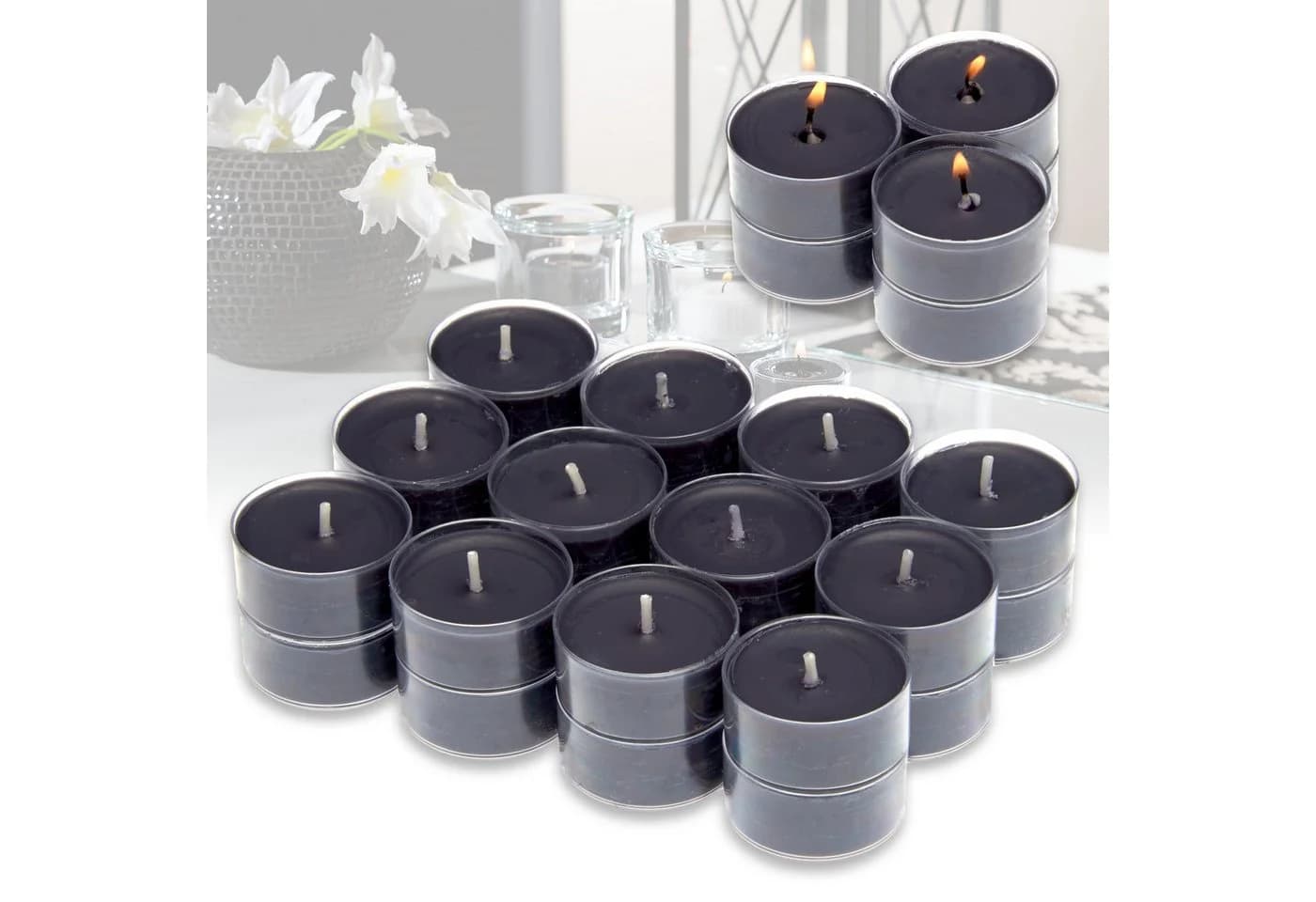 Candelo Duftteelichter Schwarz 24er Set - Black Rose - Bild 2