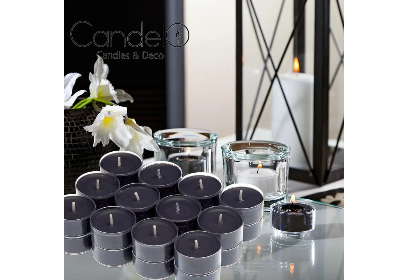 Candelo Duftteelichter Schwarz 24er Set - Black Rose - Bild 3