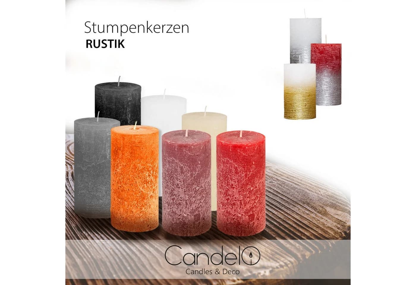 Candelo Stumpenkerze 4er Set Rustik Kerzen Adventskranz Rot - Bild 5