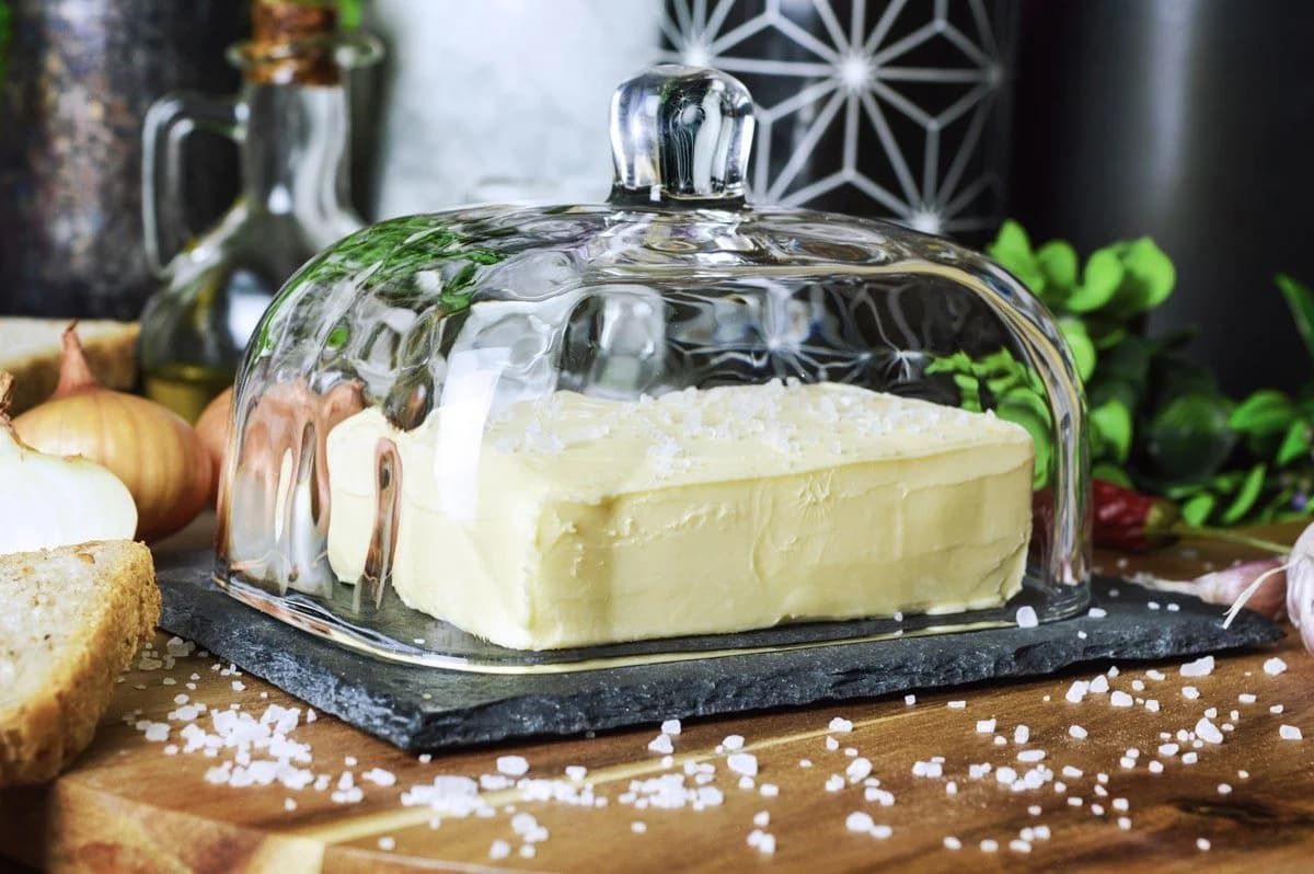 Sendez Butterdose auf Schieferplatte mit Glasglocke - Bild 3