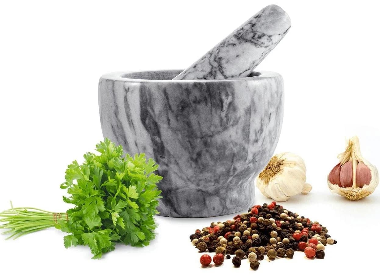 Sendez Mörser mit Stössel 2tlg. aus Marmor weiß - Bild 2