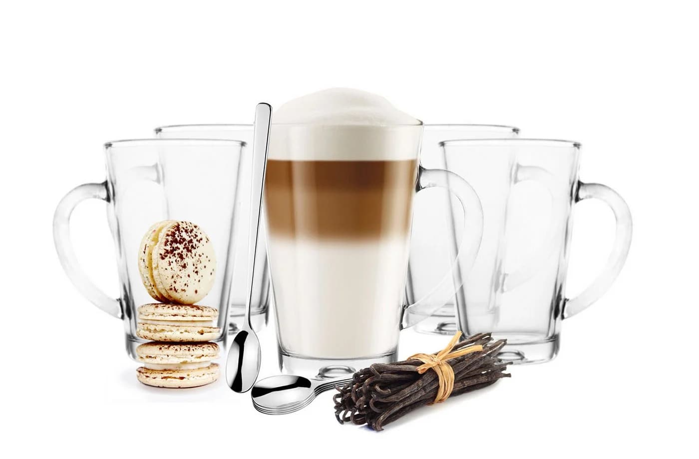 Sendez Latte-Macchiato-Glas Set 6-tlg. mit 6 Löffeln 300ml Glas - Bild 2