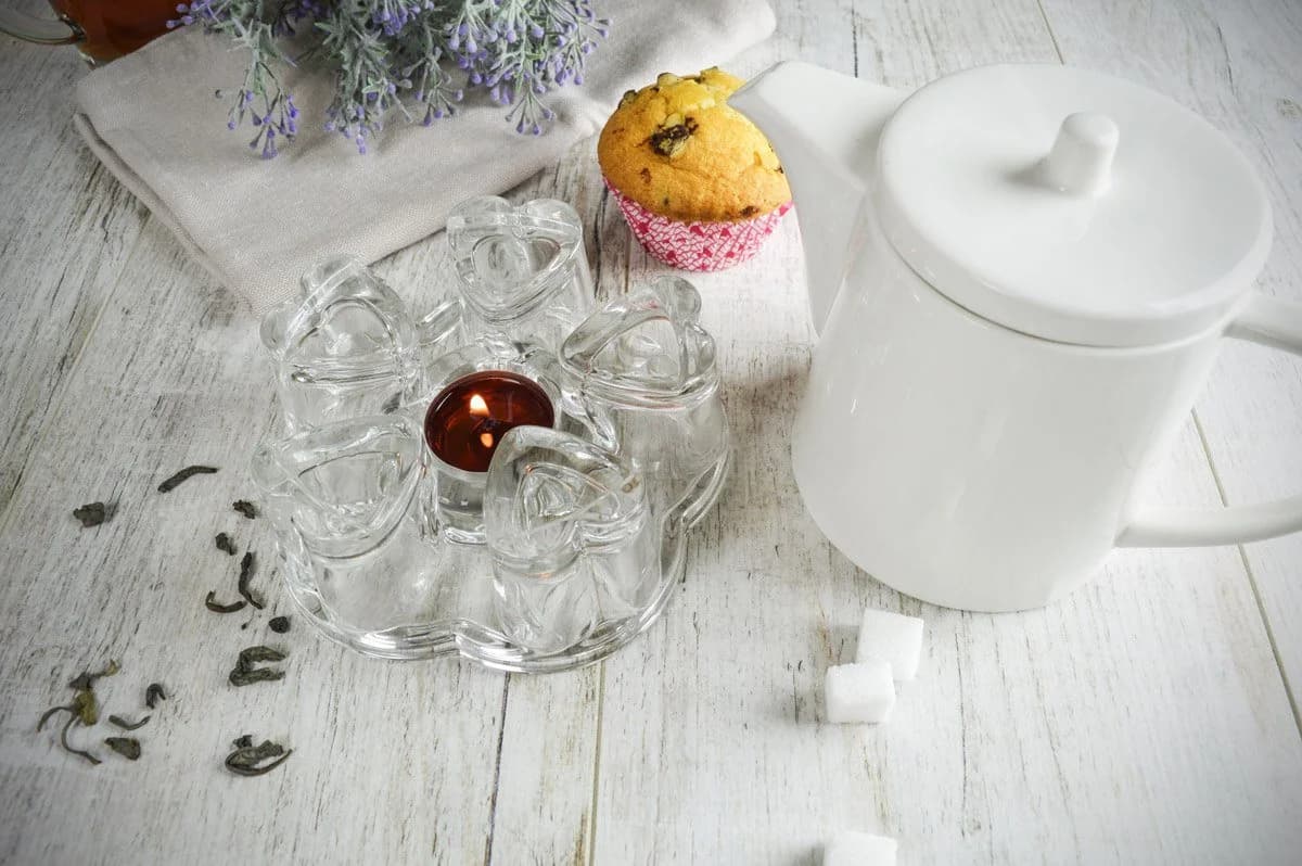 Sendez Teekanne aus Porzellan mit Glas-Stövchen - Bild 3