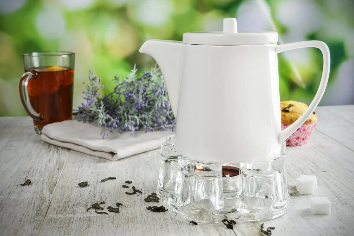 Sendez Teekanne aus Porzellan mit Glas-Stövchen - Bild 4