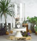 Sendez Windlicht Glaszylinder mit Porzellanteller Kerzenhalter Bild 1