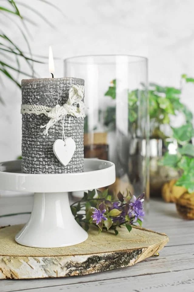 Sendez Windlicht Glaszylinder mit Porzellanteller Kerzenhalter - Bild 3
