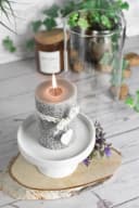 Sendez Windlicht Glaszylinder mit Porzellanteller Kerzenhalter Bild 4