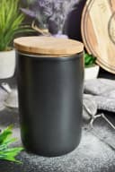 Sendez Vorratsdose 800ml Schwarz Keramik mit Holzdeckel Bild 5