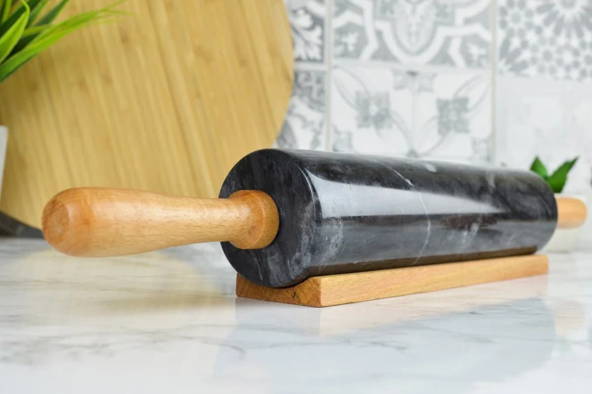 Sendez Teigroller aus Marmor mit Bambus-Ständer - Bild 3