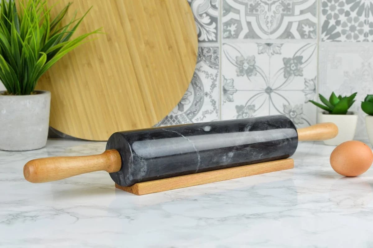 Sendez Teigroller aus Marmor mit Bambus-Ständer - Bild 5